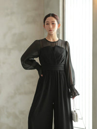 ボリュームスリーブオールインワンパンツドレス - &Robu.