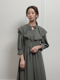 ビッグカラーロングドレス - &Robu.