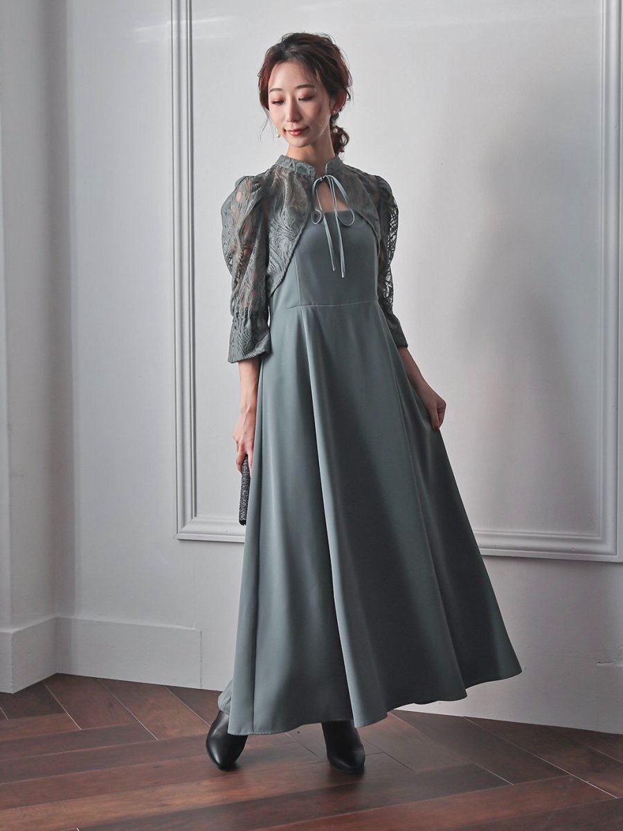 レーストップスフレアロングワンピース - &Robu.