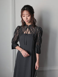 レーストップスフレアロングワンピース - &Robu.