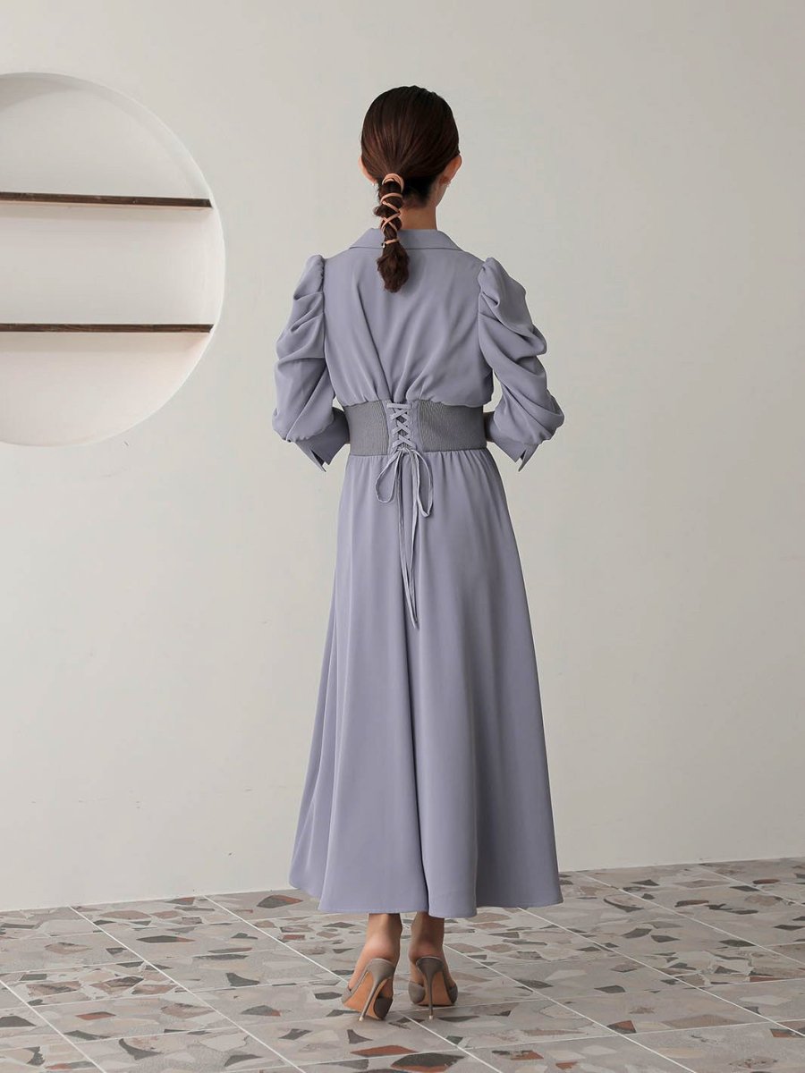 リブウエストテーラードロングドレス - &Robu.