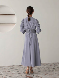 リブウエストテーラードロングドレス - &Robu.