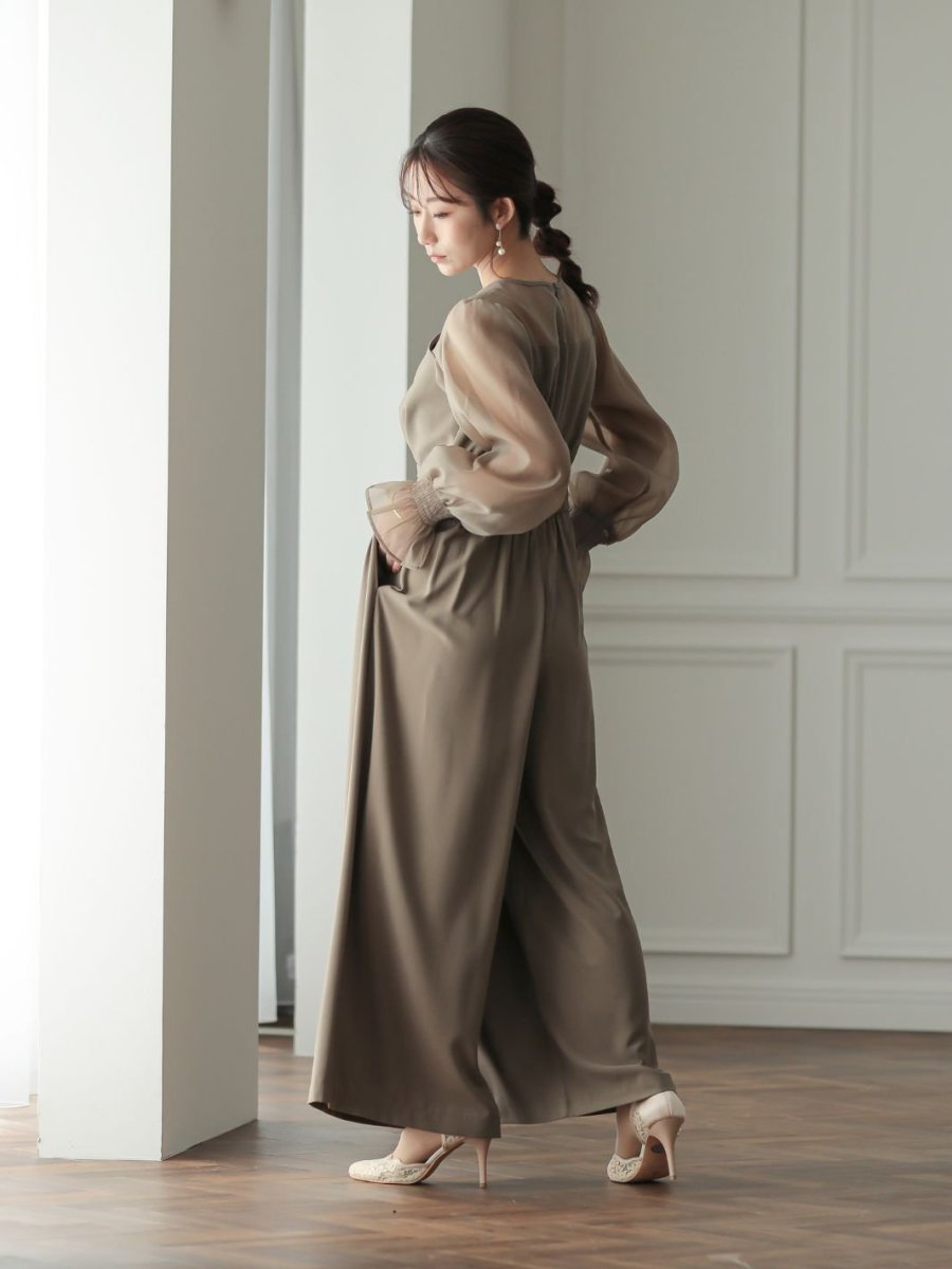 ボリュームスリーブオールインワンパンツドレス - &Robu.