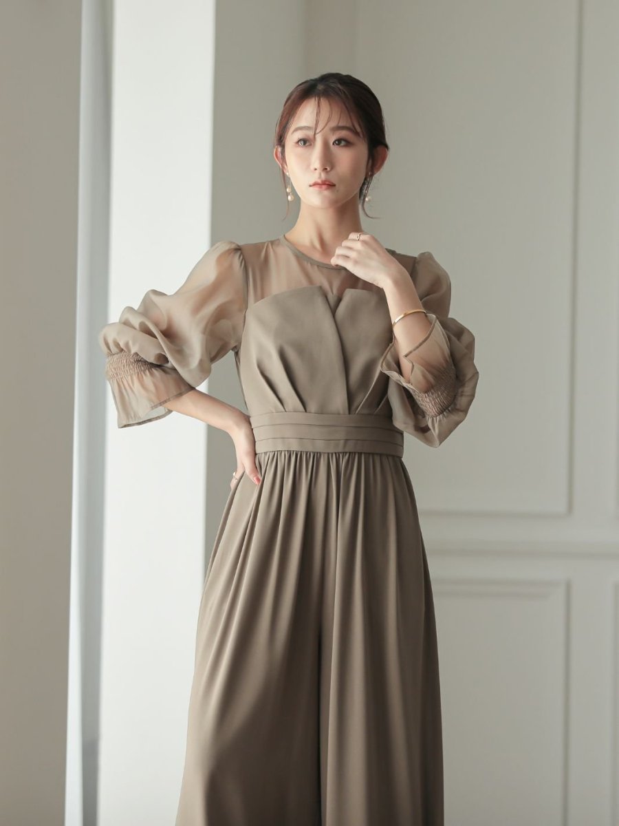 ボリュームスリーブオールインワンパンツドレス - &Robu.