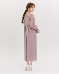 ドローストリングミディロングドレス - &Robu.