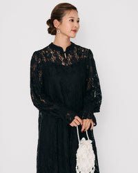 ボリュームスリーブレースドレス - &Robu.