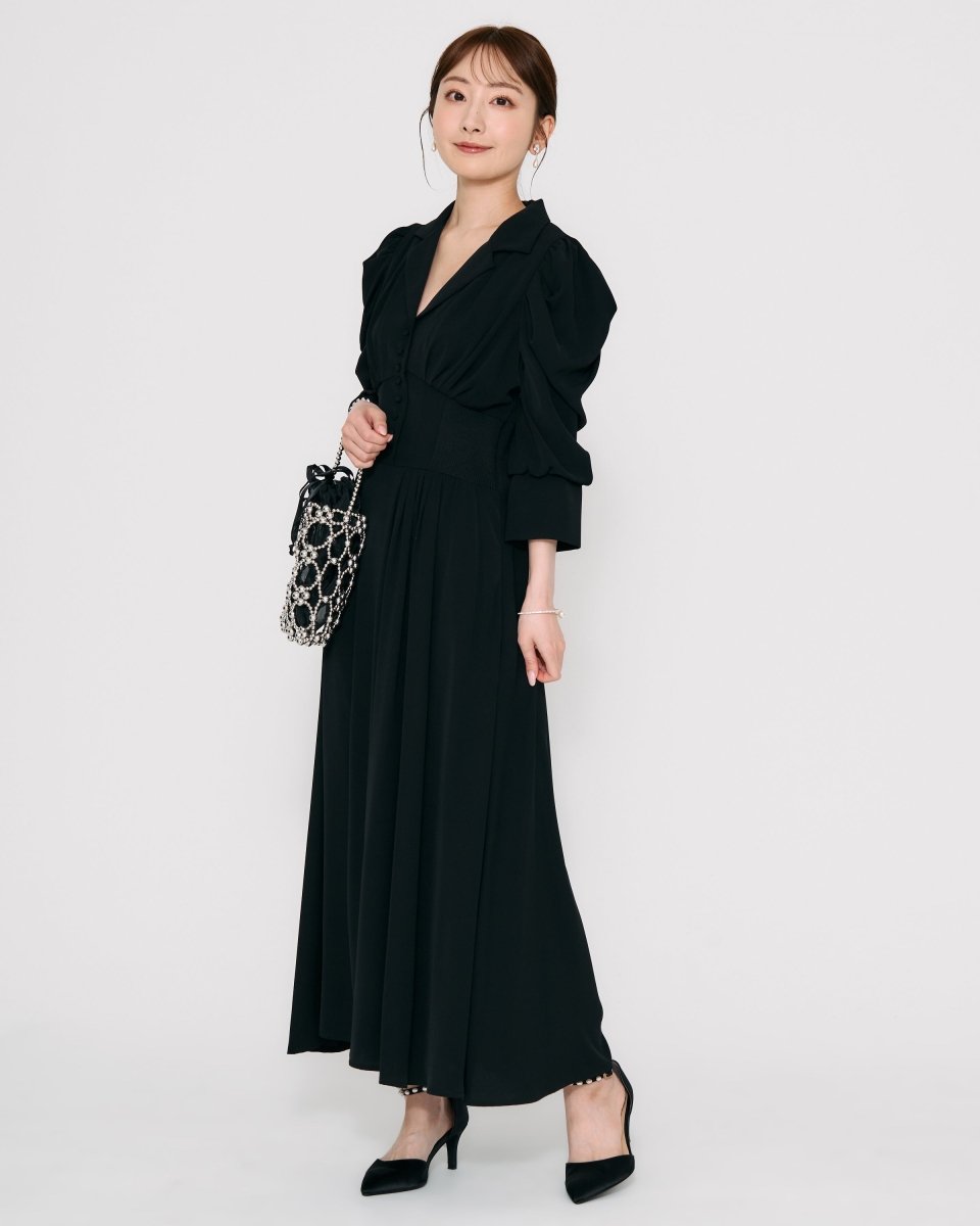 リブウエストテーラードロングドレス - &Robu.