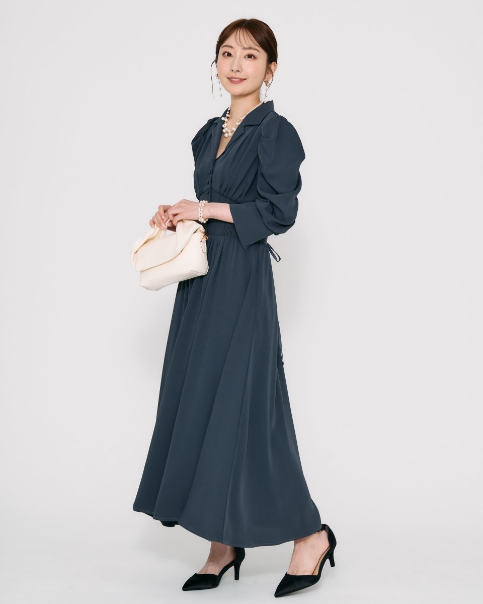 リブウエストテーラードロングドレス - &Robu.