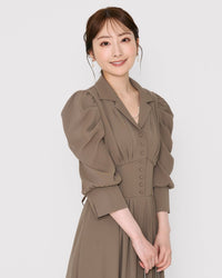 リブウエストテーラードロングドレス - &Robu.