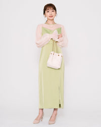 サテンタイトロングドレス - &Robu.