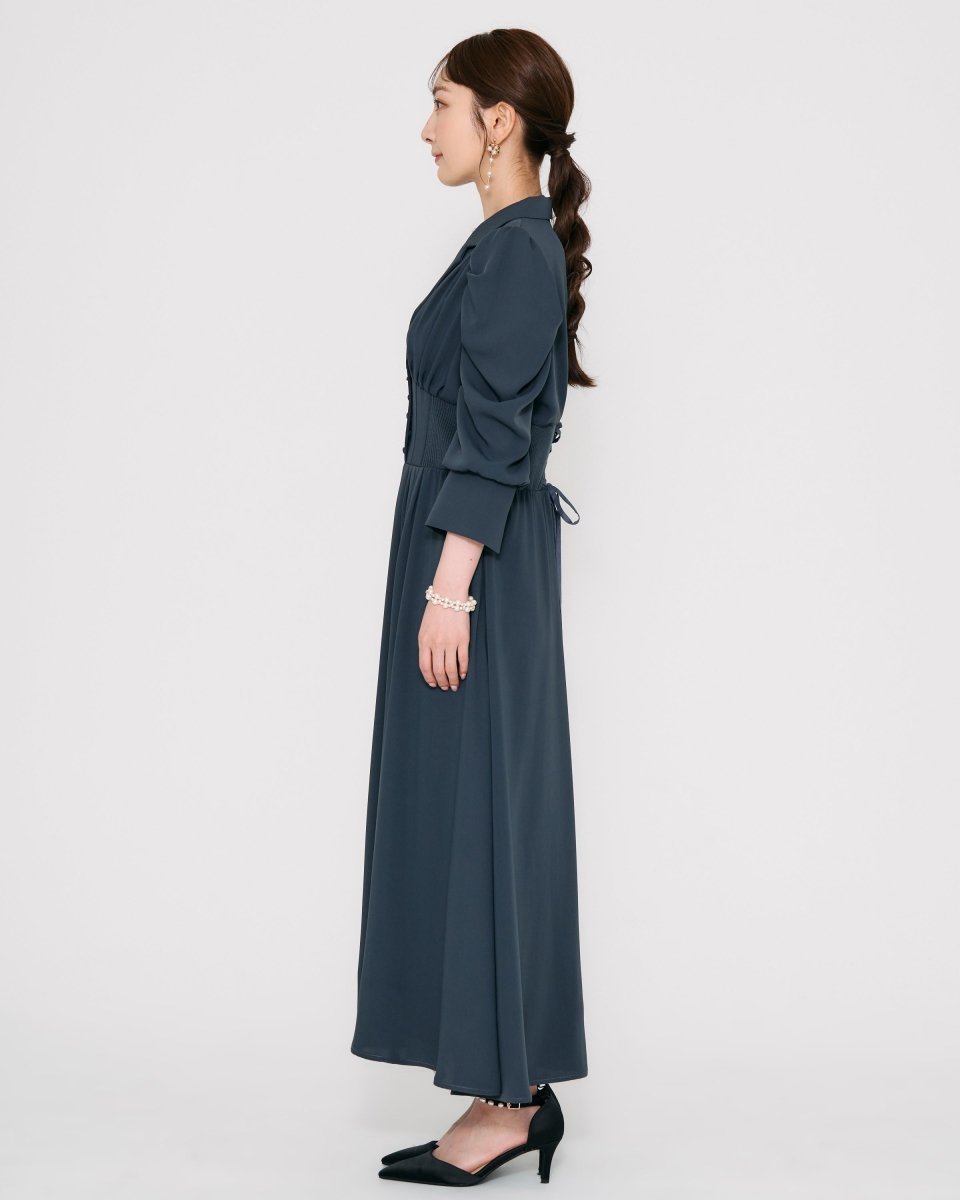 リブウエストテーラードロングドレス - &Robu.