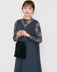 レースコンビネーションメローロングドレス - &Robu.