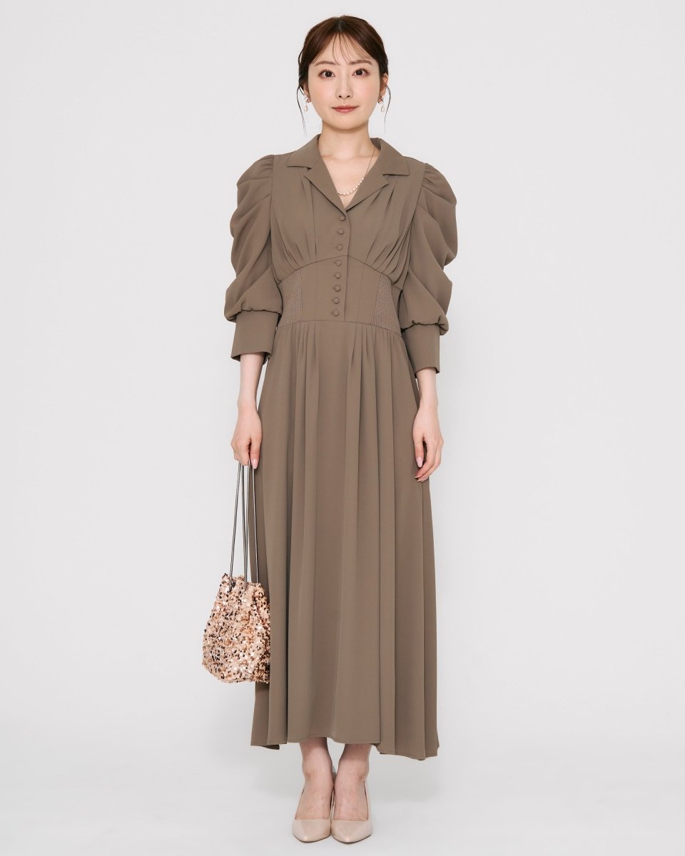 リブウエストテーラードロングドレス - &Robu.