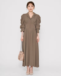 リブウエストテーラードロングドレス - &Robu.