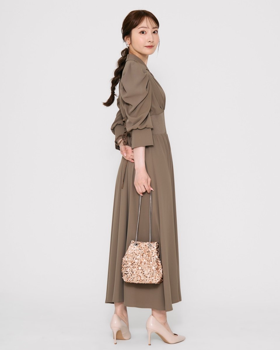 リブウエストテーラードロングドレス - &Robu.