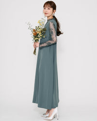 レースコンビネーションメローロングドレス - &Robu.