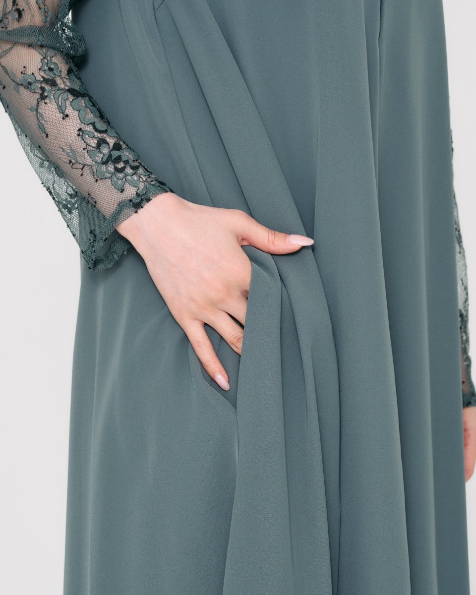 レースコンビネーションメローロングドレス - &Robu.