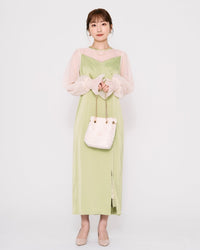 サテンタイトロングドレス - &Robu.