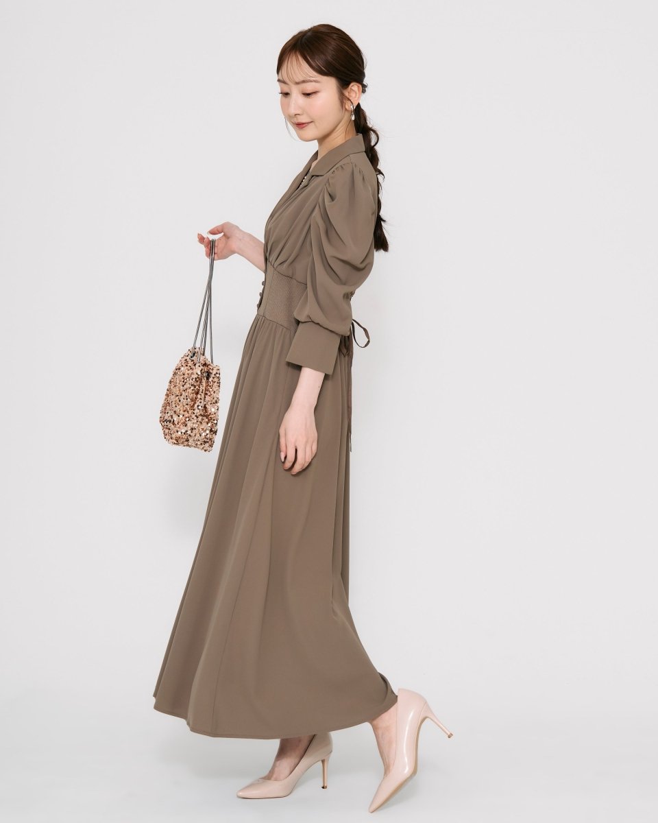 リブウエストテーラードロングドレス - &Robu.