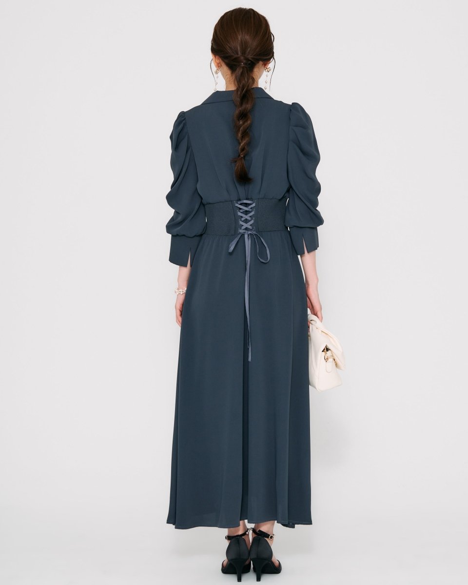 リブウエストテーラードロングドレス - &Robu.