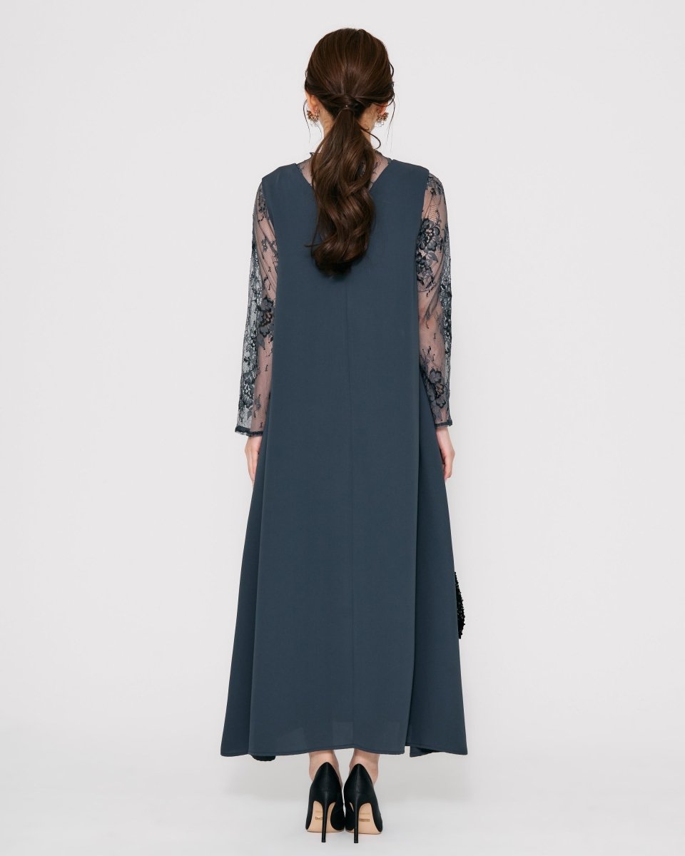 レースコンビネーションメローロングドレス - &Robu.