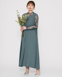 レースコンビネーションメローロングドレス - &Robu.